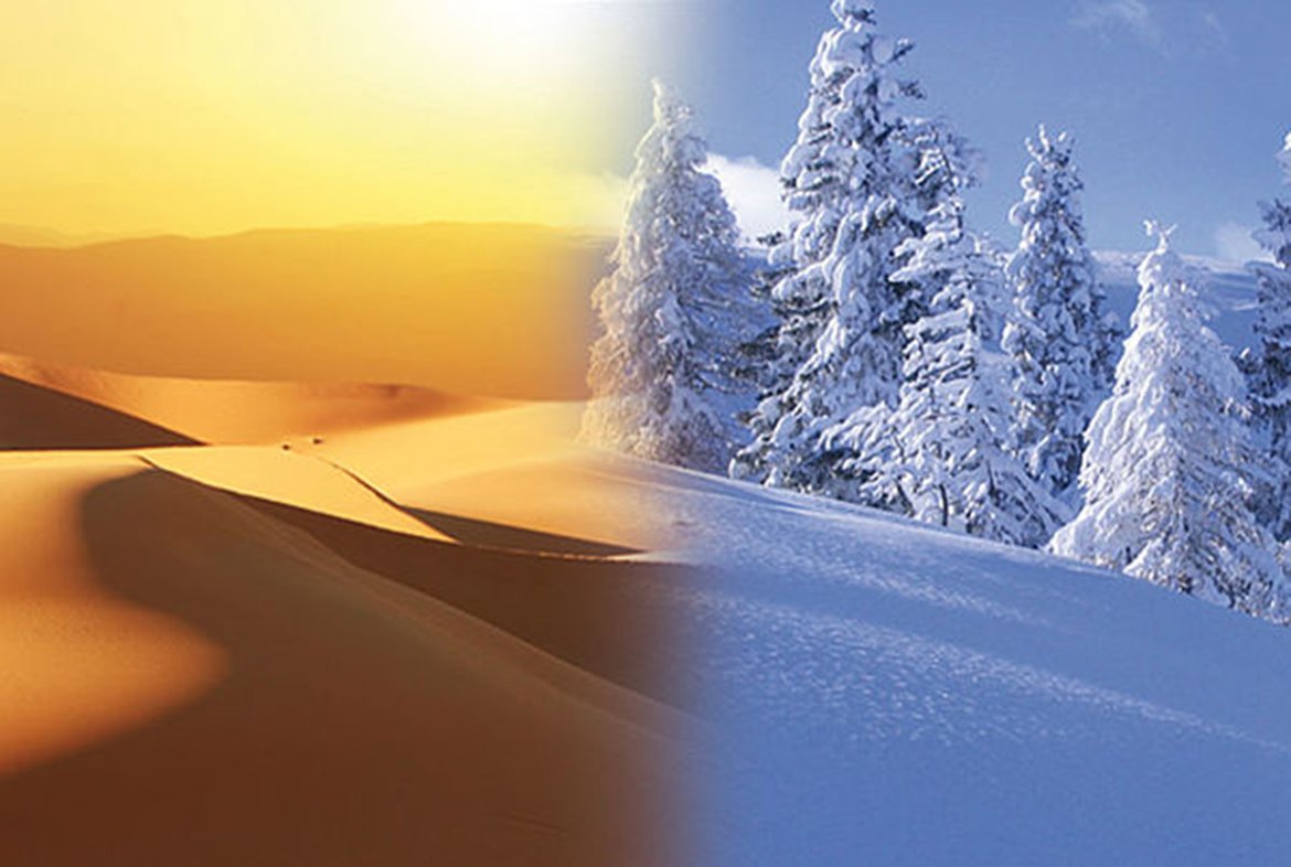 Ein Bild von Wüste und Schnee